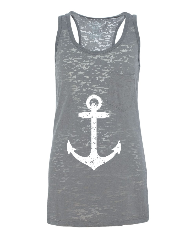 Anchor Tank top - Racerback - Grey Burnout