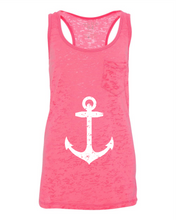 Load image into Gallery viewer, Anchor Tank top - Racerback - Hot Pink Burnout
